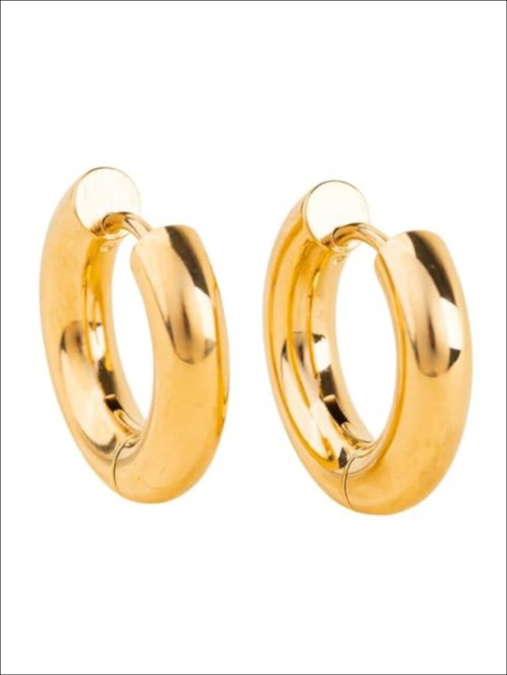 Chunky Rounded Huggie Hoop Adjustable Clasp Earrings 316L Stainless Steel 18k